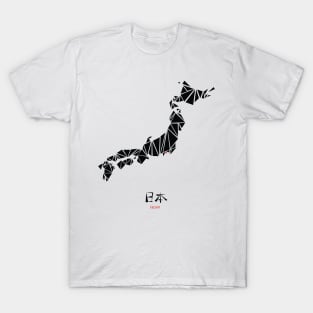 Abstract Geometric Map of Japan Drawing T-Shirt